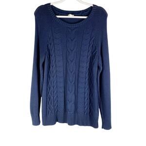 L.L. Bean Sweater Cable Knit Dark Blue Womens SIze Medium